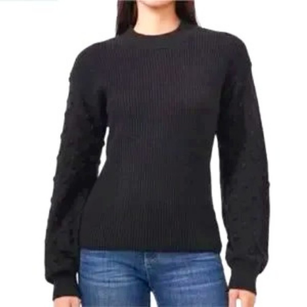 VINCE CAMUTO Rich Black Ribbed Sweater - Size Large NWT